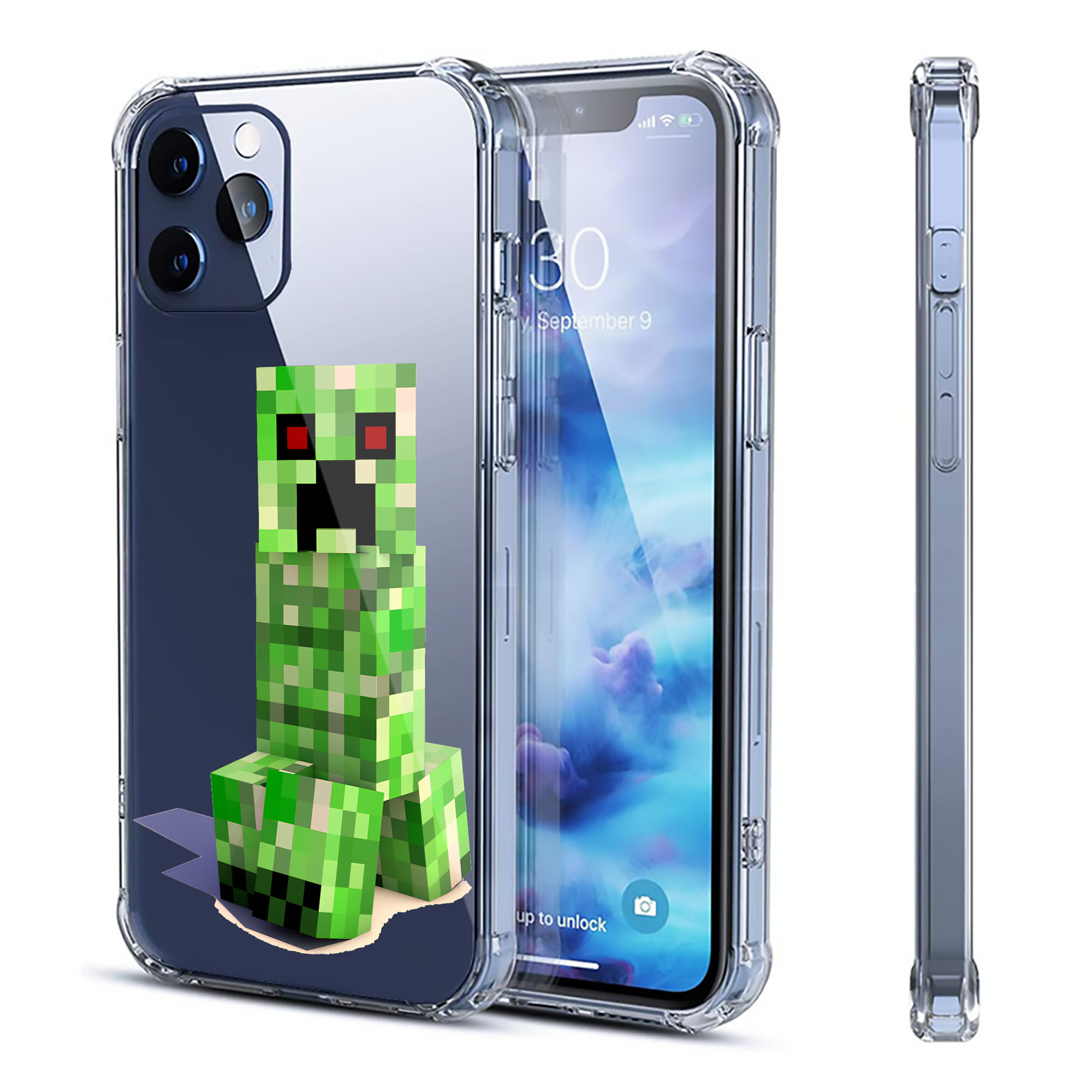 （画像用） マインクラフト ブロックの世界 Minecraft MC Block world 【iPhone 12シリーズ対応】透明スマホケース（クリアソフトケース）